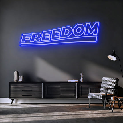 Blue Double-Lined Freedom Neon Sign