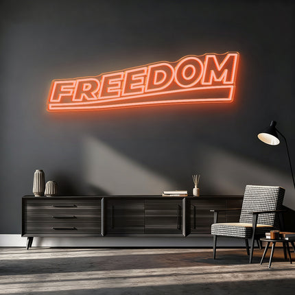 Golden Yellow Double-Lined Freedom Neon Sign