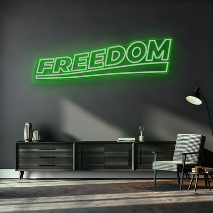 Green Double-Lined Freedom Neon Sign
