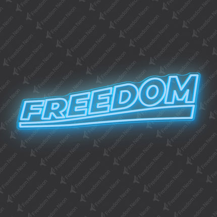 Ice Blue Double-Lined Freedom Neon Sign