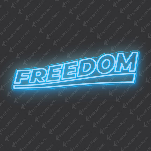 Ice Blue Double-Lined Freedom Neon Sign