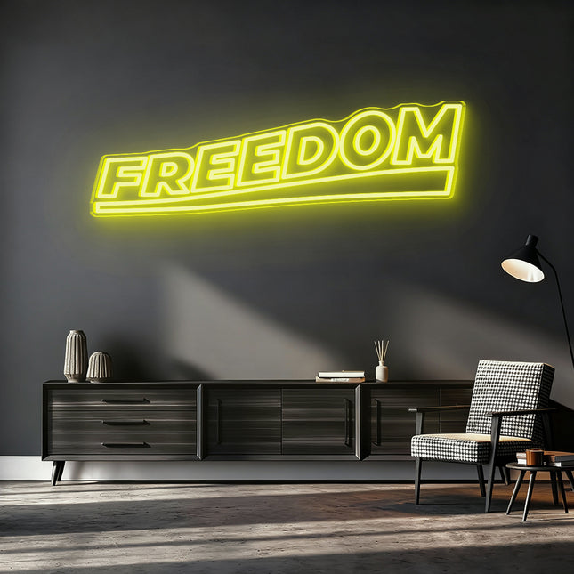 Lemon Yellow Double-Lined Freedom Neon Sign