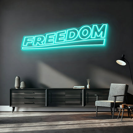 Mint Green Double-Lined Freedom Neon Sign