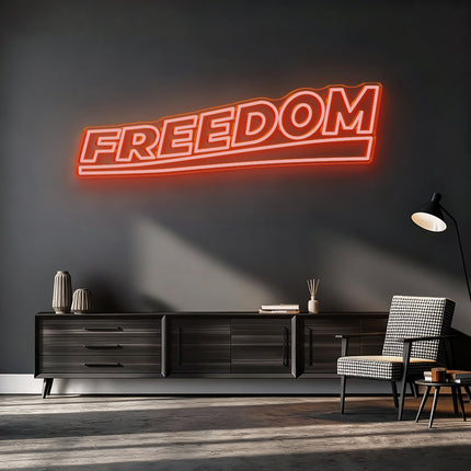 Orange Double-Lined Freedom Neon Sign