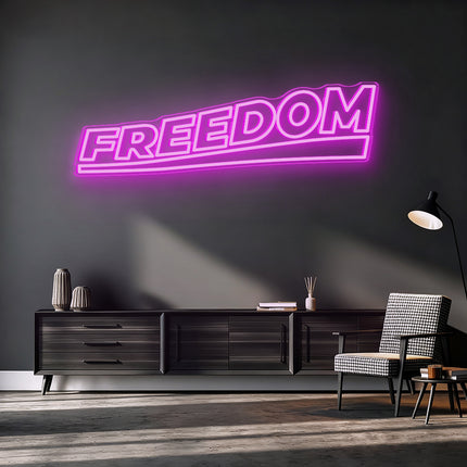 Pink Double-Lined Freedom Neon Sign