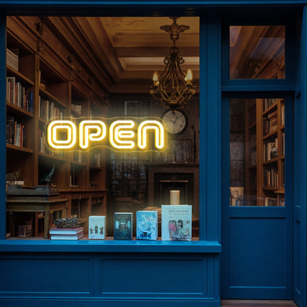 Double-Lined warm white neon "Open" sign