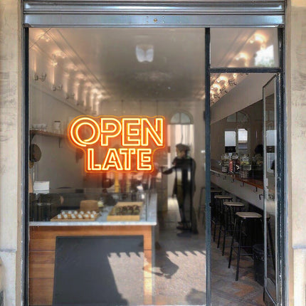 Golden Yellow Double OPEN LATE Neon Sign