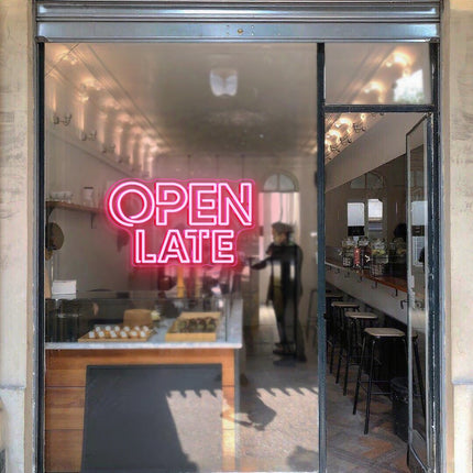 Light Pink Double OPEN LATE Neon Sign