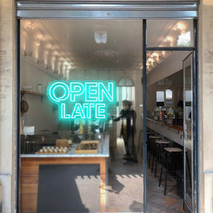 Mint Green Double OPEN LATE Neon Sign