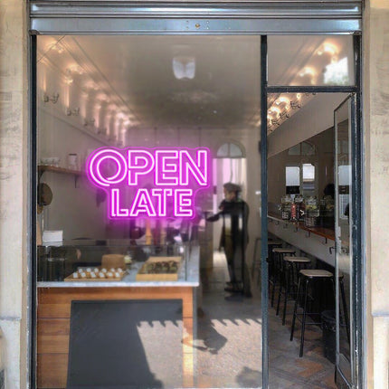 Pink Double OPEN LATE Neon Sign