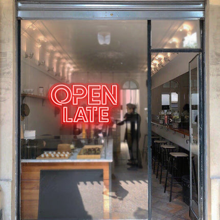 Red Double OPEN LATE Neon Sign