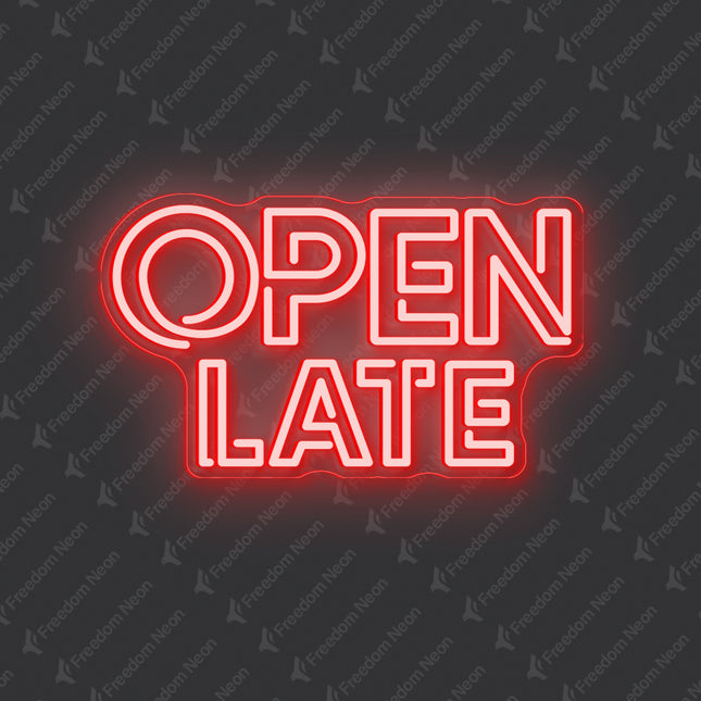 Red Double OPEN LATE Neon Sign