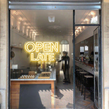 Warm White Double OPEN LATE Neon Sign