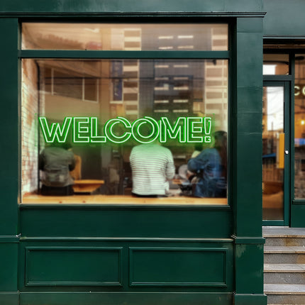 Green Double "Welcome" Neon Sign