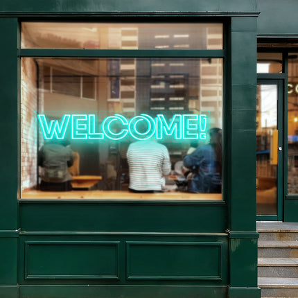 Mint Double "Welcome" Neon Sign
