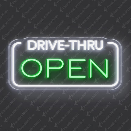 Green Drive-Thru Open Neon Sign