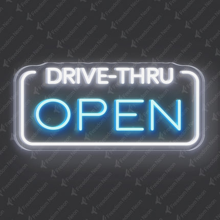 Ice Blue Drive-Thru Open Neon Sign