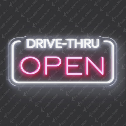 Light Pink Drive-Thru Open Neon Sign