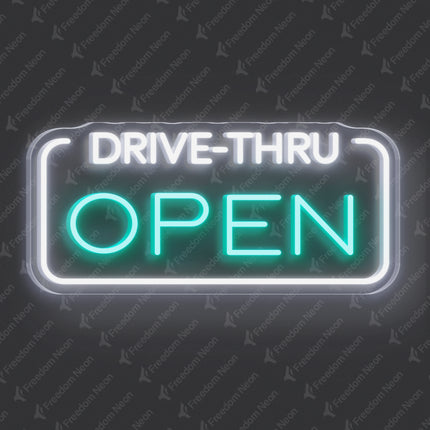 Mint Green Drive-Thru Open Neon Sign