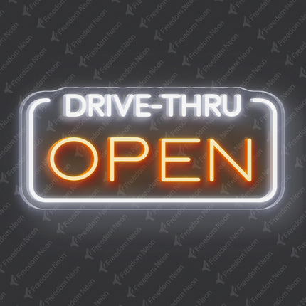 Orange Drive-Thru Open Neon Sign