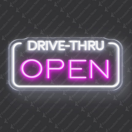 Pink Drive-Thru Open Neon Sign