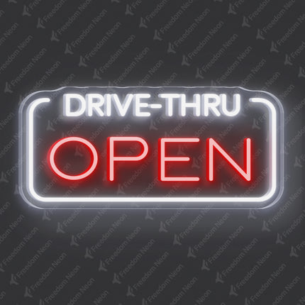 Red Drive-Thru Open Neon Sign