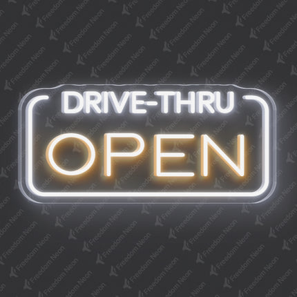 Warm White Drive-Thru Open Neon Sign