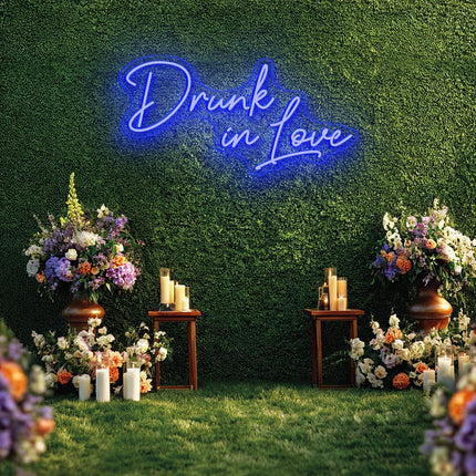 Blue Drunk in Love Neon Sign
