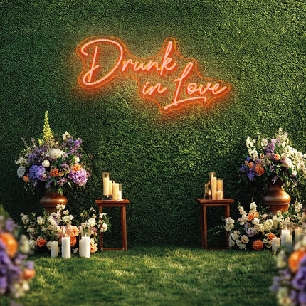 Gold Yellow Drunk in Love Neon Sign