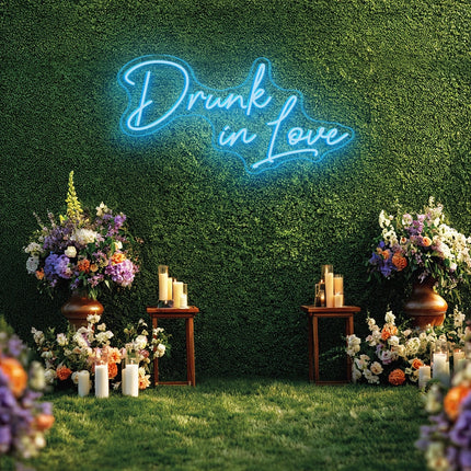 Ice Blue Drunk in Love Neon Sign