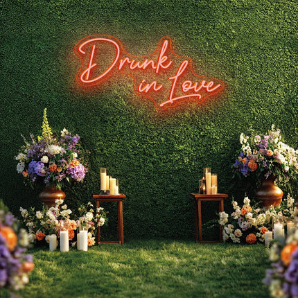Orange Drunk in Love Neon Sign