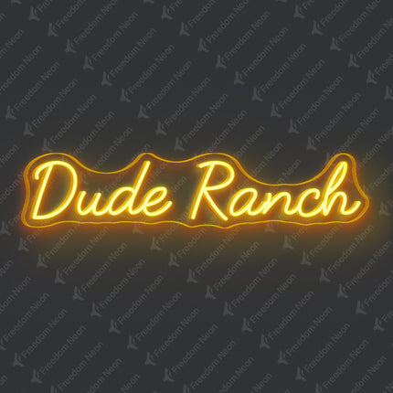 Golden Yellow Dude Ranch Neon Sign