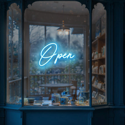 Eye-Catching ice blue"Open" sign