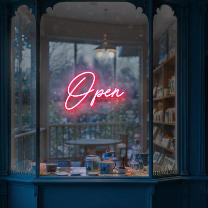 Eye-Catching light pink "Open" sign