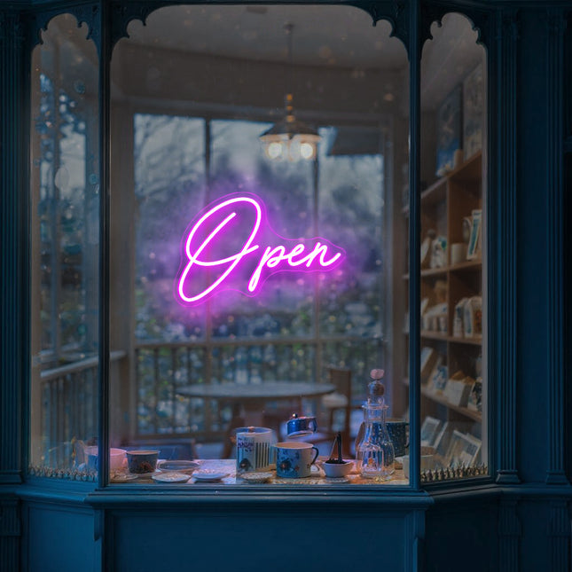 Eye-Catching pink "Open" sign