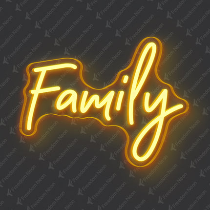Golden Yellow Family Neon Sign