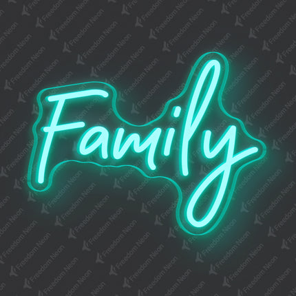 Mint Green Family Neon Sign