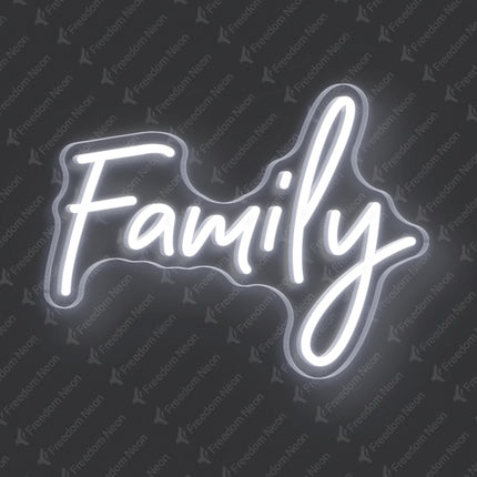 White Family Neon Sign