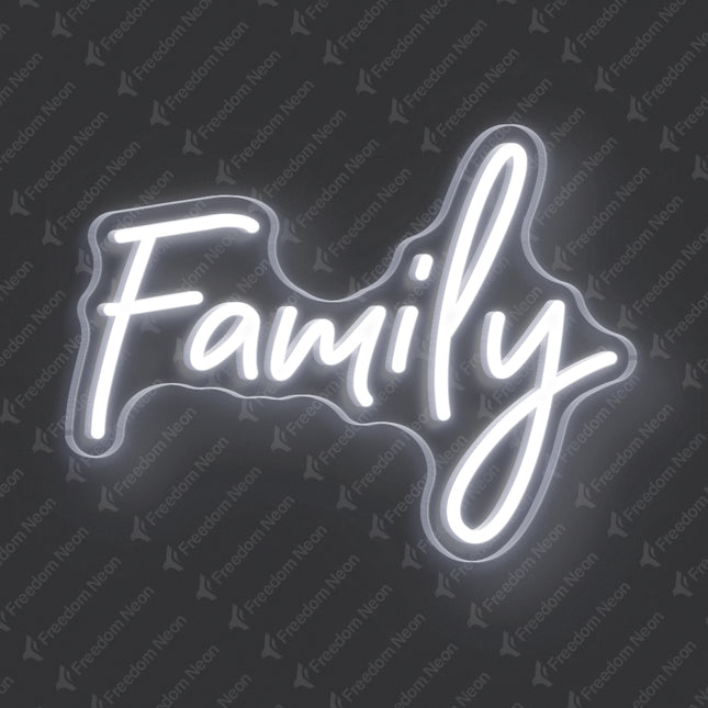 White Family Neon Sign