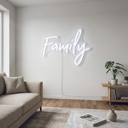 White Family Neon Sign