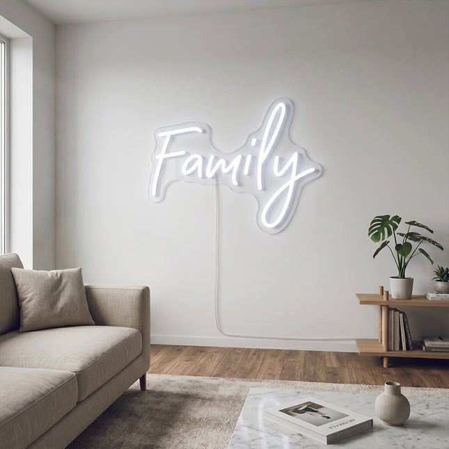 White Family Neon Sign