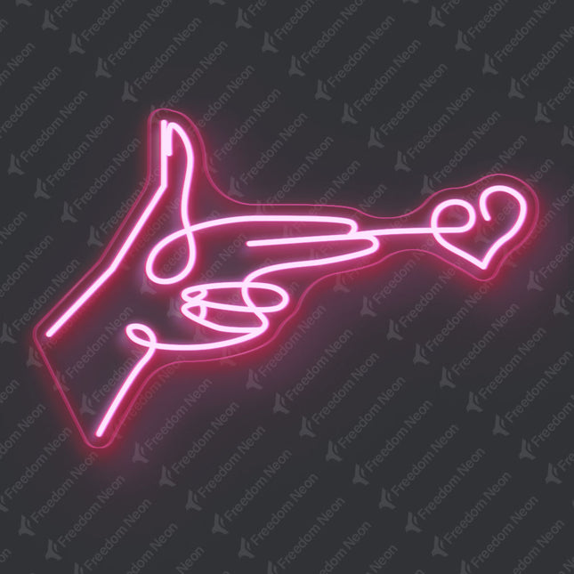 Light Pink Finger Gun Heart Neon Sign