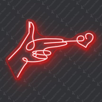 Red Finger Gun Heart Neon Sign