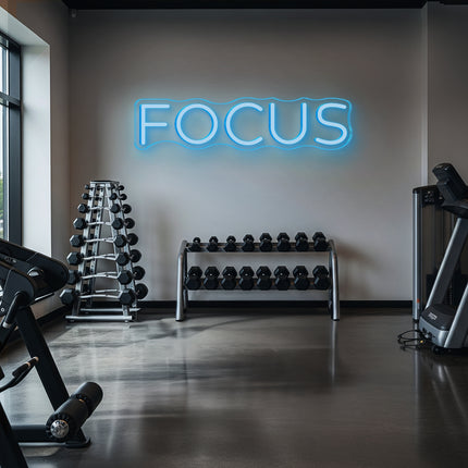 Ice Blue FOCUS Neon Sign