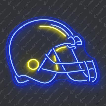 Blue Football Helmet Neon Sign