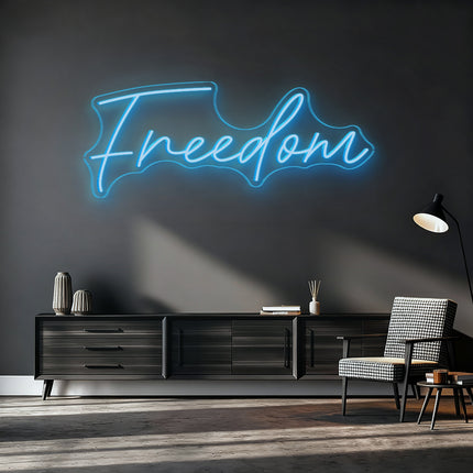 Ice Blue Freedom Neon Sign