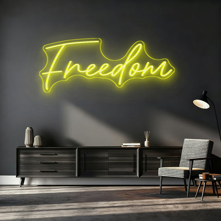 Lemon Yellow Freedom Neon Sign
