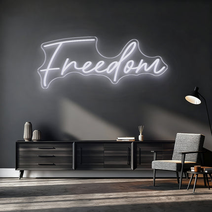 White Freedom Neon Sign