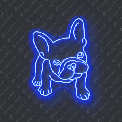Blue French Bulldog Neon Sign