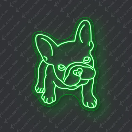 Green French Bulldog Neon Sign